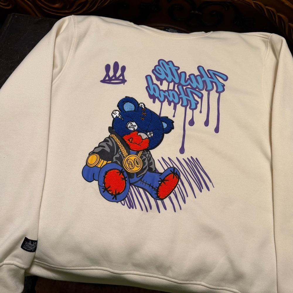 Men's Cream Graphic Bear Sweatshirt - Casual Streetwear